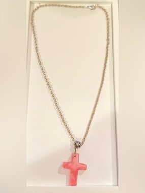 Minimalist Pink Stone Pendant Necklace - Unbranded